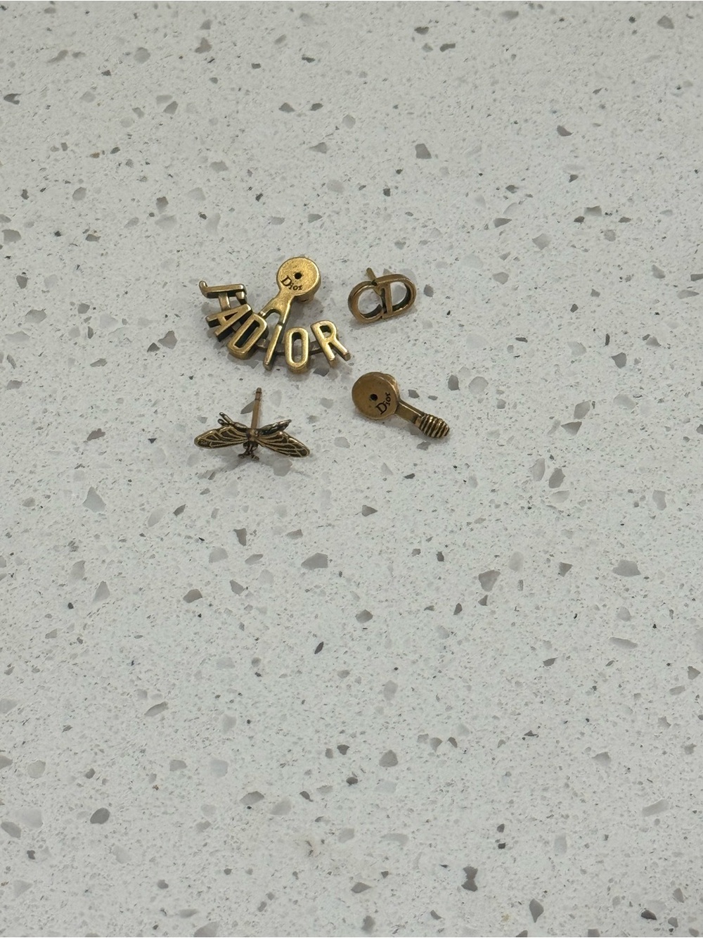 Dior J'Adior Gold Lettering and Bee 🐝 Earrings AUTHENTIC - Picture 6 of 8